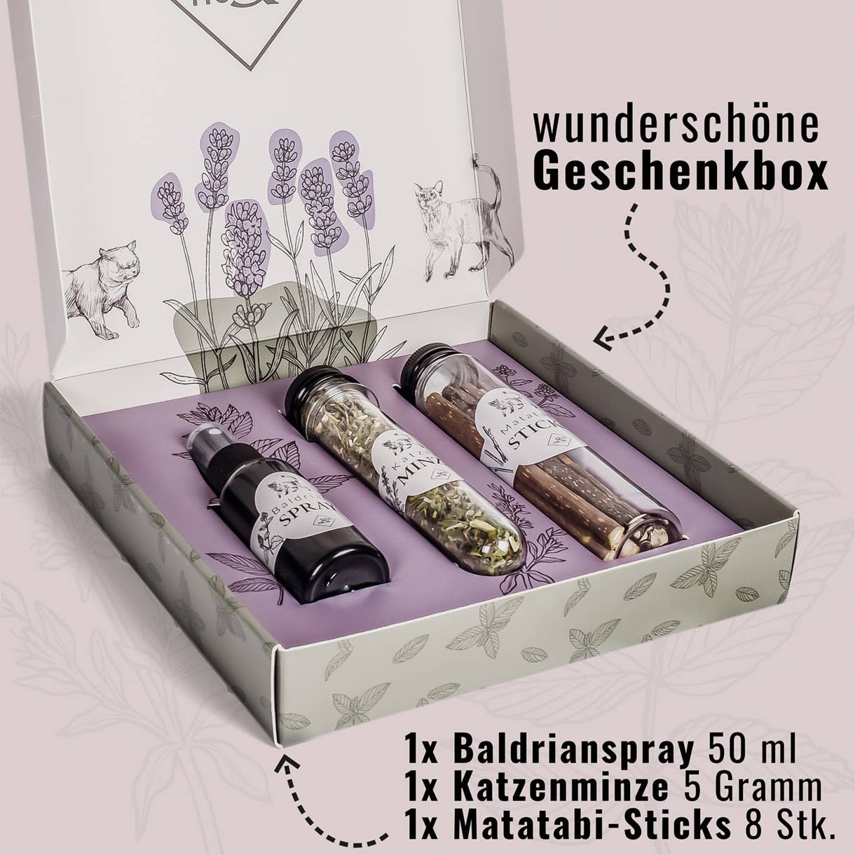Katzenkräuter Mix - 3er Set - in edler Geschenkbox