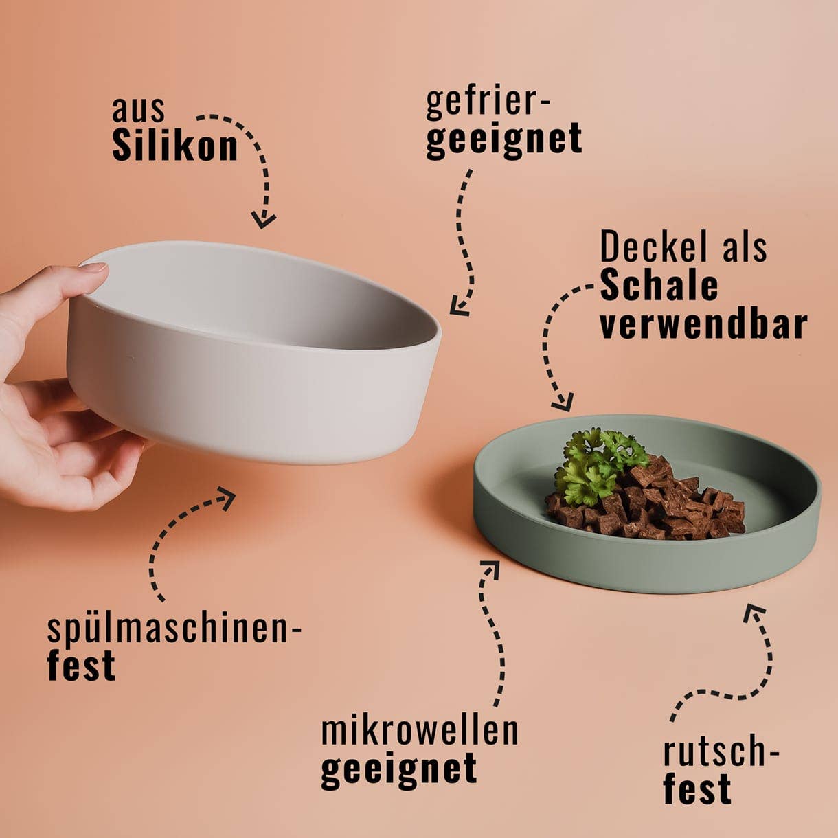 Silikon-Futternapf mit Deckel für Hunde & Katzen– MIX