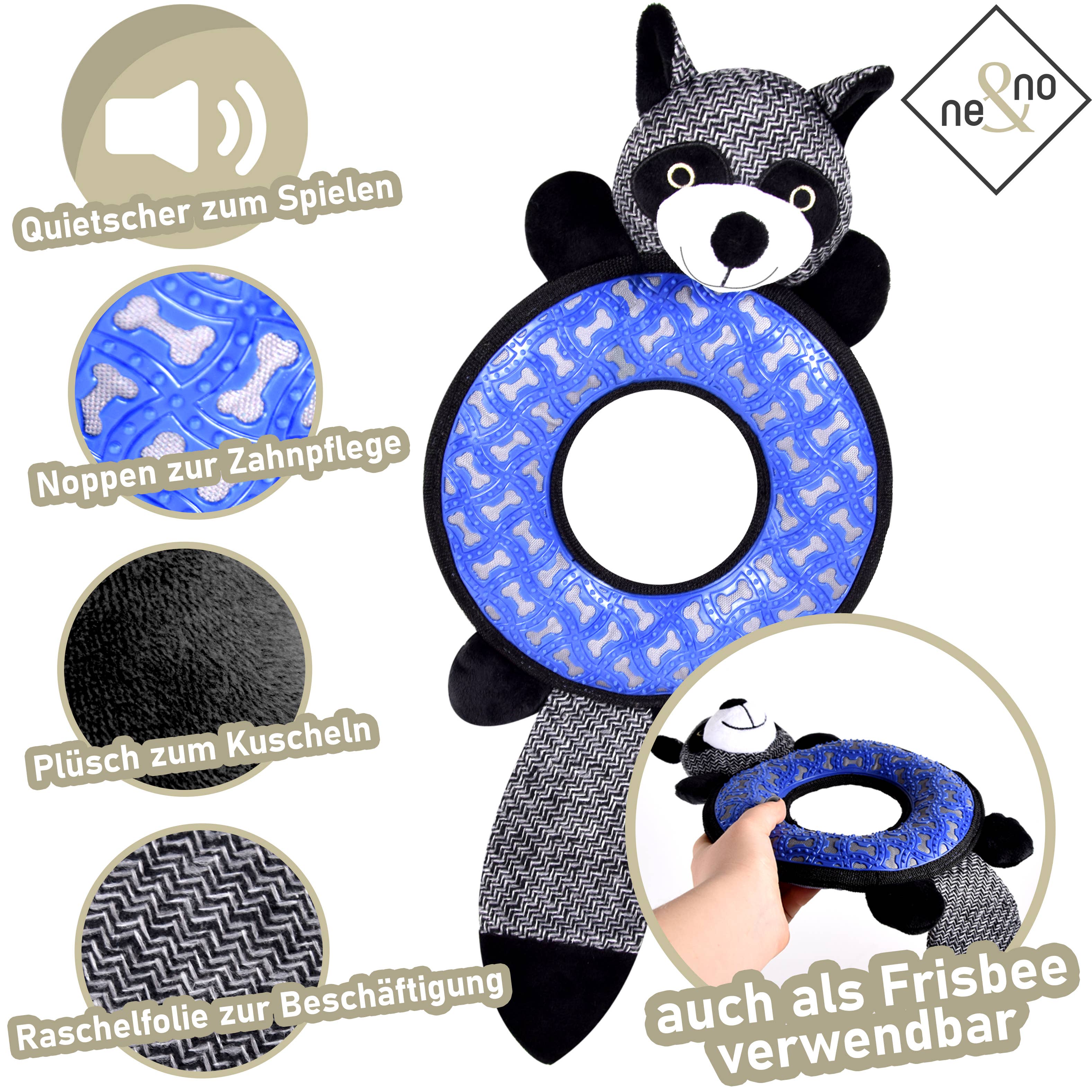 Hundespielzeug Waschbär - quietscht und raschelt