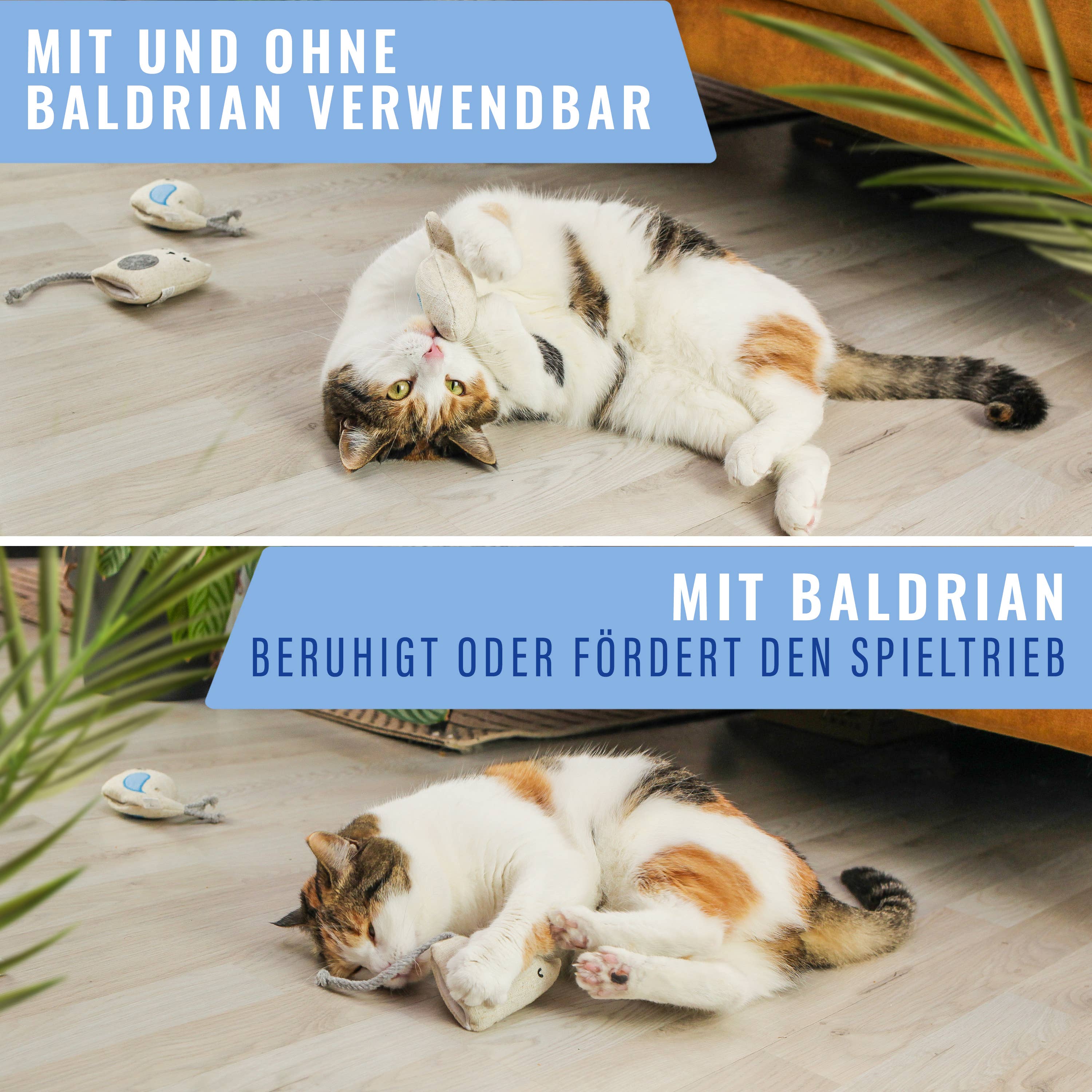 Katzenspielzeug mit Baldrian -3er Set- inkl. Refill