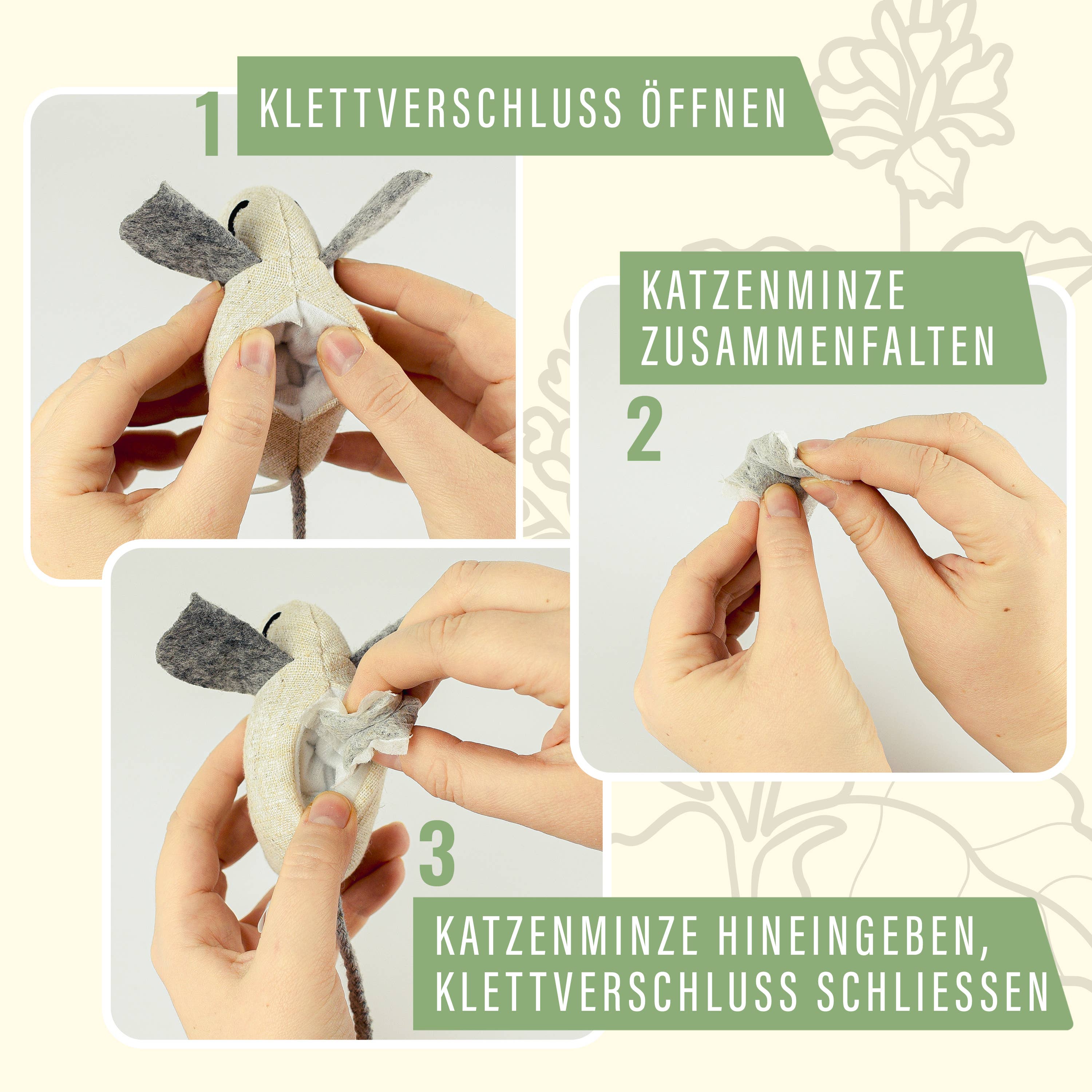 Katzenspielzeug mit Katzenminze -3er Set- inkl.Refill