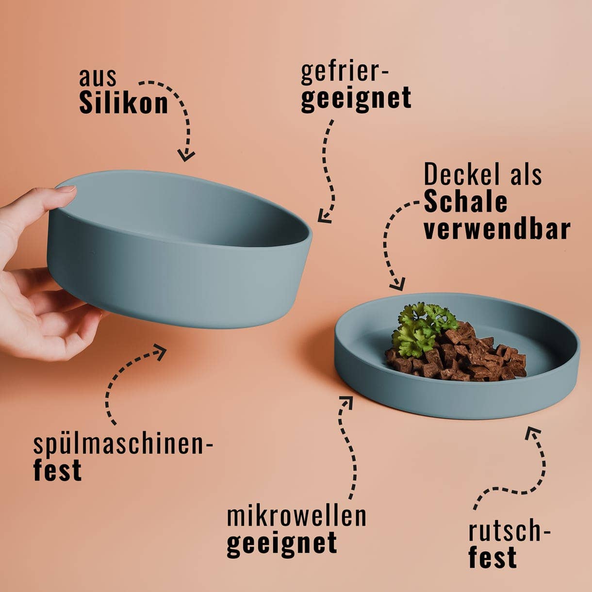 Silikon-Futternapf mit Deckel für Hunde & Katzen