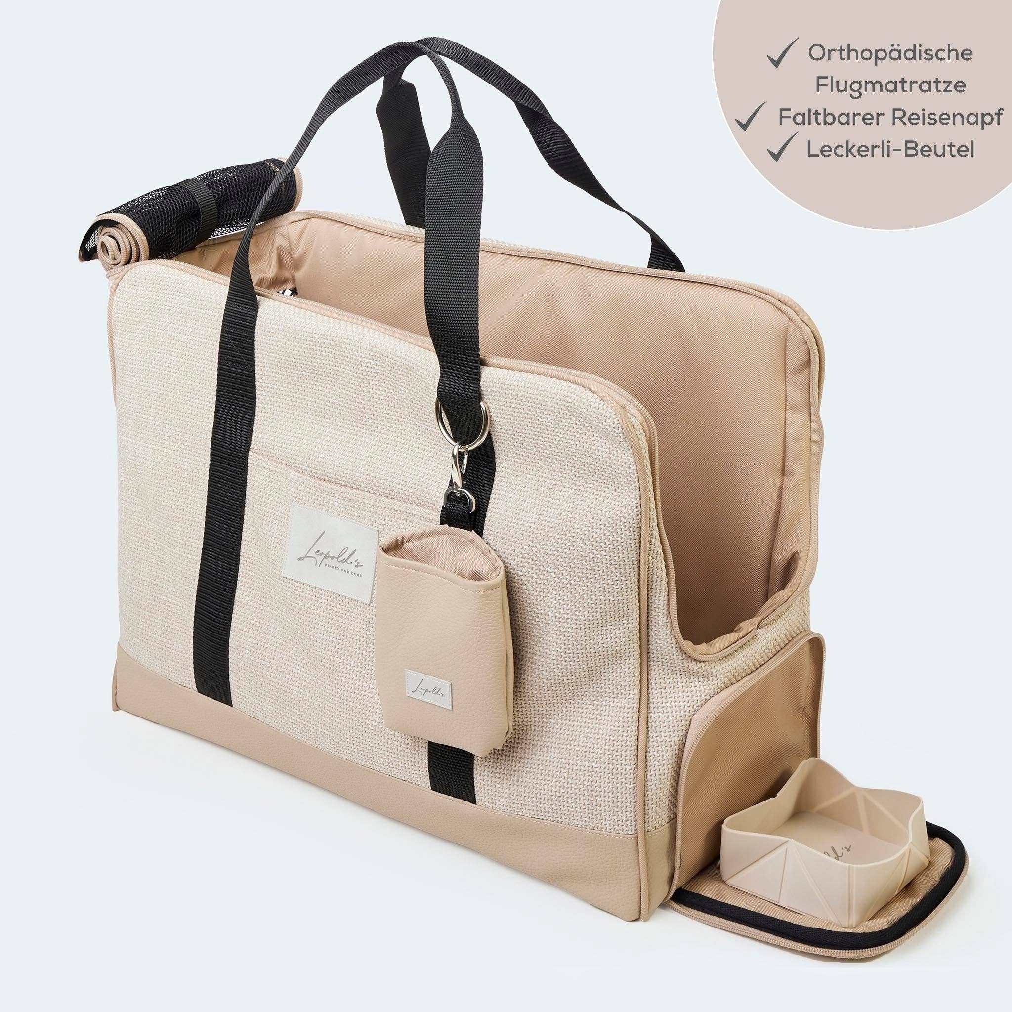 Flugtasche für Dackel und kleine Hunde mit orthopädischer Matratze