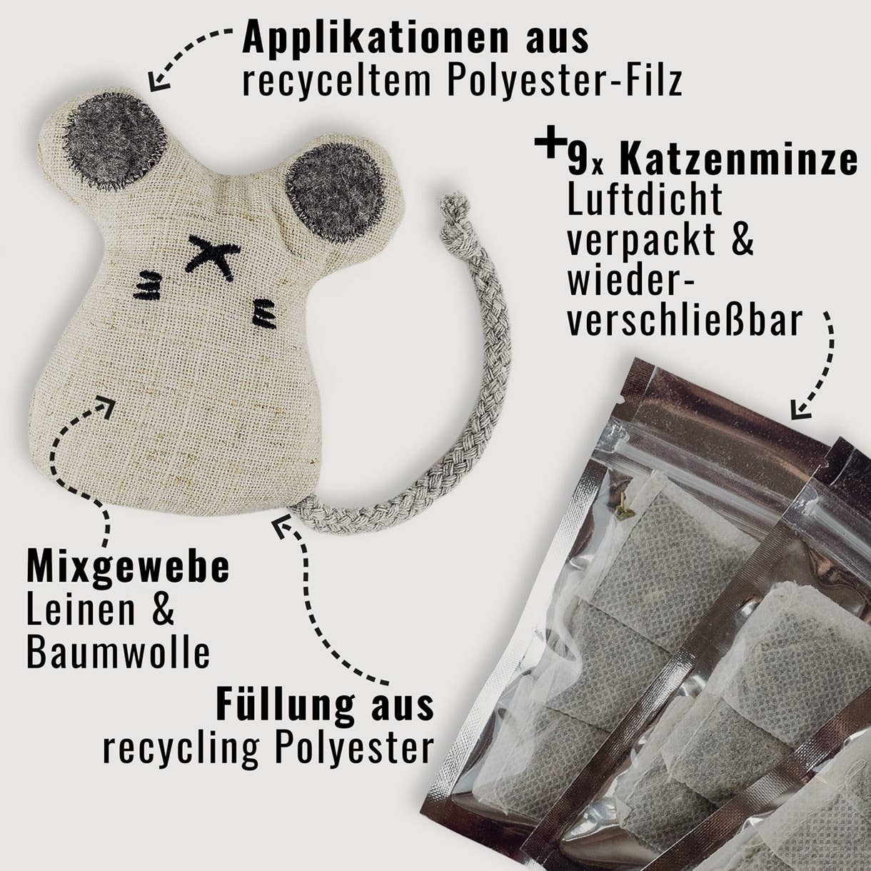Katzenspielzeug mit Katzenminze -3er Set- inkl.Refill