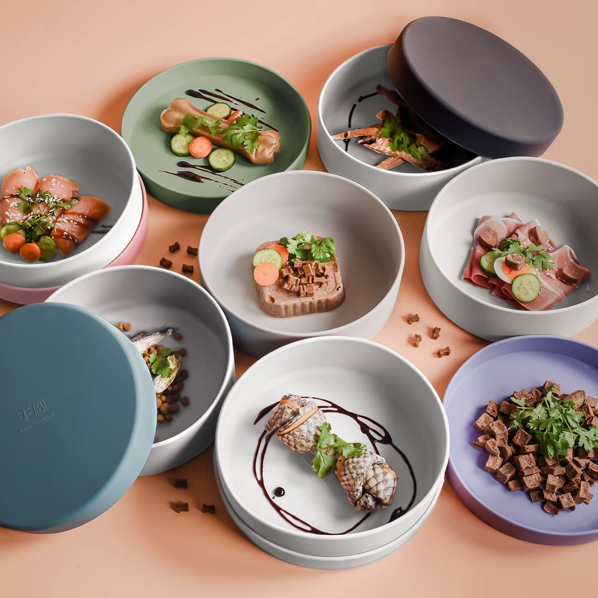 Silikon-Futternapf mit Deckel für Hunde & Katzen– MIX